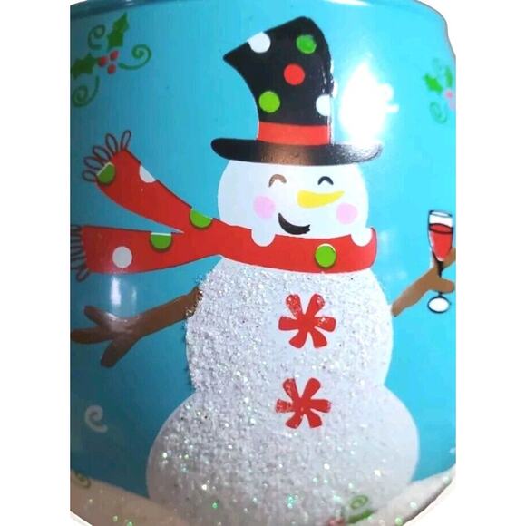 Christmas Handblown Wine Water Glass Hand Painted Blue Snowman Adult Humor Gift - Picture 6 of 8